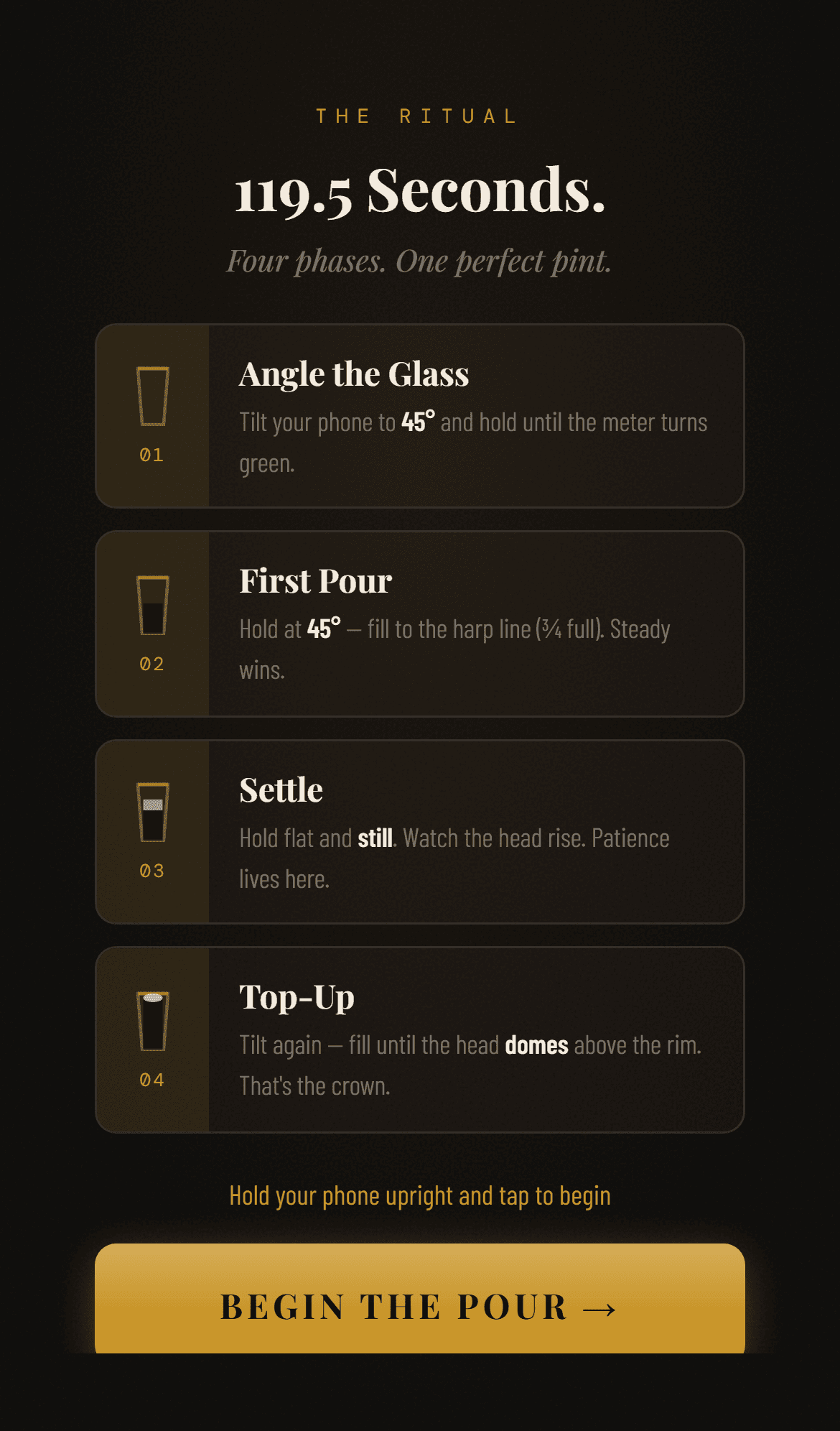 Guinness Perfect Pour ritual instructions